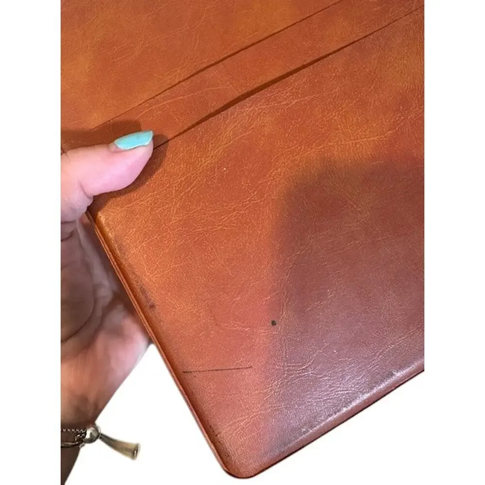 Atari Faux Leather Tan Portfolio Folder Game Holder Case With 4 Games VTG